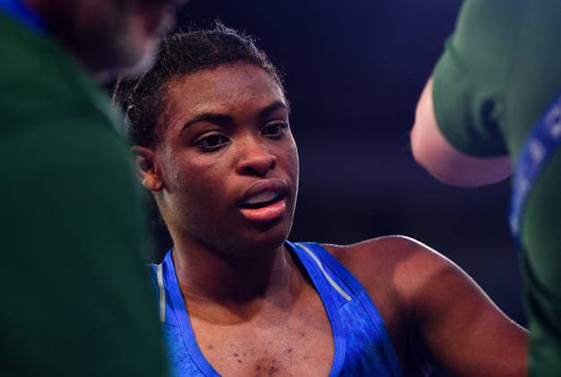 2026 European Boxing Elite Championships, Sofia, Bulgaria 22 9 2026 Women™s 71kg Quarter-Final Evelyn Igharo (Blue) vs Chantelle Reid (Red) Ireland™s Evelyn Igharo after losing Evelyn Igharo after losing 22 9 2026  Copyright: xx VD5_1487