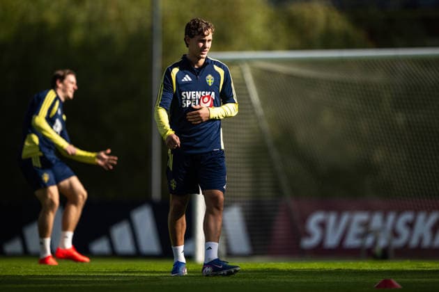 260922 Hampus Skoglund of the Swedish men s national football team at a training session on September 22, 2026 in Stockholm. Photo: Johanna Säll BILDBYRAN kod JL JL0630 fotboll football soccer fotball nations league uefa nations league träning practice training sverige sweden sverige a bbeng Copyright: JOHANNAxSÄLL BB260922BB351