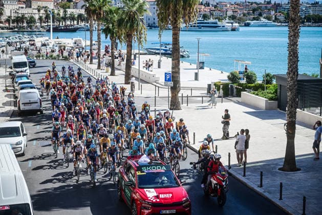 CRO Race 2026: Stage 1 Cyclists compete during the first stage of the CRO Race 2026, a 167-kilometre route from Split to Seget Donji in Split, Croatia on September 22, 2026. The six-stage race runs from September 22 to 27 across Croatia.  ZvonimirxBarisin PIXSELL
