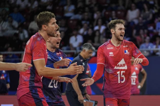 France v Romania - CEV Men s European Volleyball Championship 2026 quarterfinal SOFIA, BULGARIA - SEPTEMBER 22: Players of France celebrate after a point during the CEV Men s European Volleyball Championship 2026 quarterfinal match between France and Romania at Arena 8888 in Sofia, Bulgaria on September 22, 2026. Osmancan Gurdogan Anadolu Sofia Bulgaria. Editorial use only. Please get in touch for any other usage.  Copyright: x2026xAnadoluxOsmancanxGurdoganx