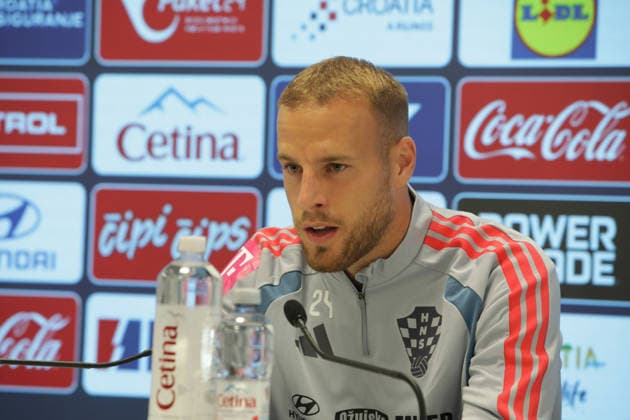 Croatia National Football Team: Press and Trainign Session Ivan Smolcic of Croatia on a press conferenfce of Croatia national football team at HNK Rijeka stadium on September 22, 2026 in Rijeka, Croatia.  GoranxKovacic PIXSELL