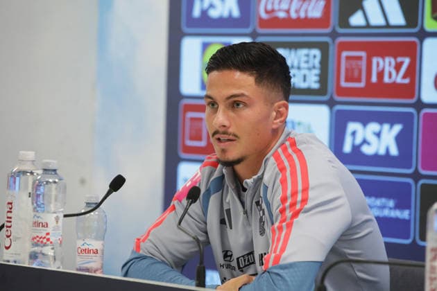 Croatia National Football Team: Press and Trainign Session Franjo Ivanovic of Croatia on a press conferenfce of Croatia national football team at HNK Rijeka stadium on September 22, 2026 in Rijeka, Croatia.  GoranxKovacic PIXSELL