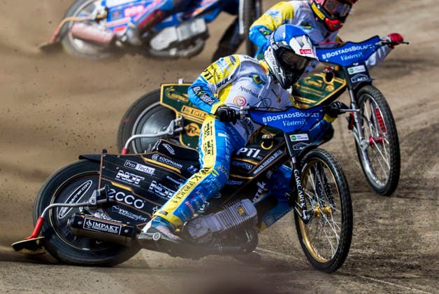 260922 Västerviks Mads Hansen under final tva i Elitserien mellan Västervik och Dackarna malilla den 22 september 2026 i Västervik. Copyright: OSCARxWALLIN BB260922BB444