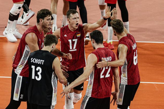 IPA88836062 - Team Germany celebrates winning a point during the CEV Enel Eurovolley 2026 quarterfinal match between Poland and Germany at Arena 8888 in Sofia, Bulgaria, on September 22, 2026  Copyright: xIvanxSxIvanov IPAxSportx xx IPA88836062