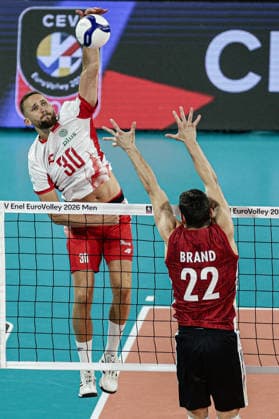IPA88836054 - Poland s Batrlomiej Boladz in action during the CEV Enel Eurovolley 2026 quarterfinal match between Poland and Germany at Arena 8888 in Sofia, Bulgaria, on September 22, 2026  Copyright: xIvanxSxIvanov IPAxSportx xx IPA88836054