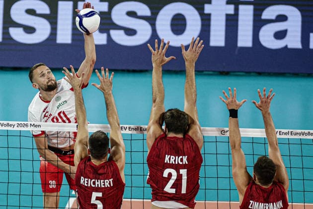 IPA88836052 - Poland s Batrlomiej Boladz in action during the CEV Enel Eurovolley 2026 quarterfinal match between Poland and Germany at Arena 8888 in Sofia, Bulgaria, on September 22, 2026  Copyright: xIvanxSxIvanov IPAxSportx xx IPA88836052