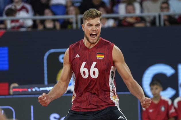 Poland v Germany - CEV Men s European Volleyball Championship 2026 quarterfinal SOFIA, BULGARIA - SEPTEMBER 22: Erik Rohrs of Germany reacts during the CEV Men s European Volleyball Championship 2026 quarterfinal match between Poland and Germany at Arena 8888 in Sofia, Bulgaria on September 22, 2026. Osmancan Gurdogan Anadolu Sofia Bulgaria. Editorial use only. Please get in touch for any other usage.  Copyright: x2026xAnadoluxOsmancanxGurdoganx