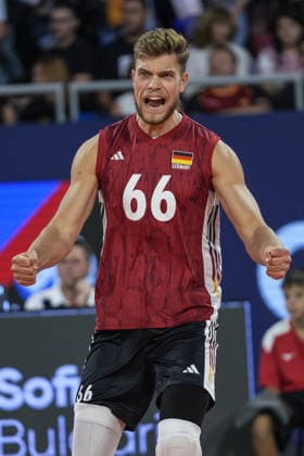 Poland v Germany - CEV Men s European Volleyball Championship 2026 quarterfinal SOFIA, BULGARIA - SEPTEMBER 22: Erik Rohrs of Germany reacts during the CEV Men s European Volleyball Championship 2026 quarterfinal match between Poland and Germany at Arena 8888 in Sofia, Bulgaria on September 22, 2026. Osmancan Gurdogan Anadolu Sofia Bulgaria. Editorial use only. Please get in touch for any other usage.  Copyright: x2026xAnadoluxOsmancanxGurdoganx