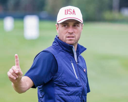 Justin Thomas of the US works on the driving range during practice for the Presidents Cup golf tournament at Medinah Country Club in Medinah, Illinois on Tuesday, September 22, 2026. Competition between the USA and the International team begins on Thursday, September 24 with Four-Ball play.  MED20260922909 TANNENxMAURY