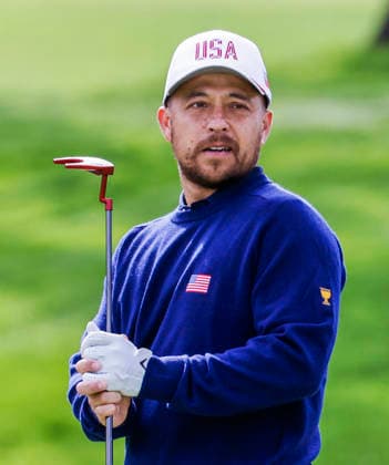 Xander Schauffele of the US putts on the eleventh green during practice for the Presidents Cup golf tournament at Medinah Country Club in Medinah, Illinois on Tuesday, September 22, 2026. Competition between the USA and the International team begins on Thursday, September 24 with Four-Ball play.  MED20260922912 TANNENxMAURY