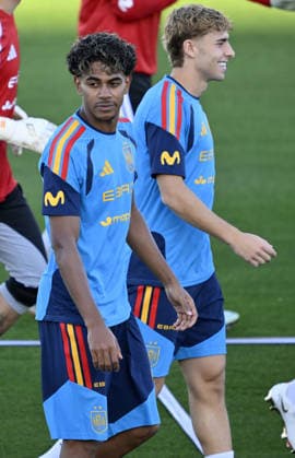 Spanish national football team prepares for UEFA Nations League match against England MADRID, SPAIN - SEPTEMBER 22: Fermin Lopez and Lamine Yamal of Spain attend open practice session ahead of 2026-27 UEFA Nations League C match against England at the Royal Spanish Football Federation s (RFEF) Las Rozas facility in Madrid, Spain on September 22, 2026. Burak Akbulut Anadolu Madrid Spain. Editorial use only. Please get in touch for any other usage.  Copyright: x2026xAnadoluxBurakxAkbulutx
