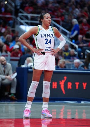 INDIANAPOLIS, IN - SEPTEMBER 22: Minnesota Lynx forward Napheesa Collier (24) stands on the free throw lane during a game against the Indiana Fever on September 22, 2026, at Gainbridge Fieldhouse in Indianapolis, Indiana. (Photo by Brian Spurlock Icon Sportswire) WNBA, Basketball Damen, USA SEP 22 Minnesota Lynx at Indiana Fever EDITORIAL USE ONLY Icon260922100