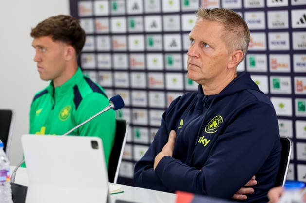 Republic of Ireland press conference, PK, Pressekonferenz Fadil Vokrri Stadium, Pristina, Kosovo 23 9 2026 Manager Heimir Hallgrimsson Heimir Hallgrimsson 23 9 2026  Copyright: xx RB1_0279