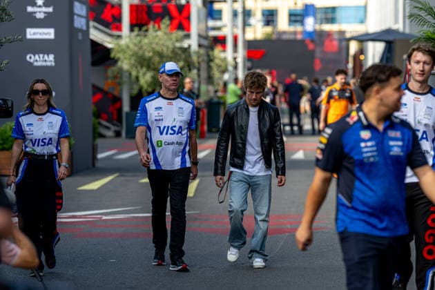 BAKU, AZERBAIJAN: Liam Lawson, racing for the Red Bull Racing team during the 2026 Formula 1 Azerbaijan Grand Prix at the Baku City Circuit in Baku, Azerbaijan.