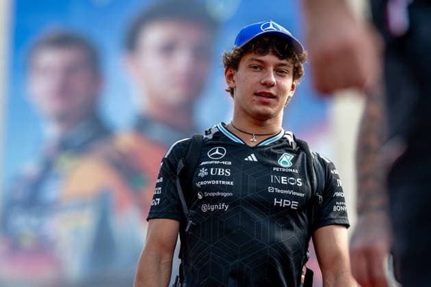 BAKU, AZERBAIJAN: Kimi Antonelli, racing for the Mercedes team during the 2026 Formula 1 Azerbaijan Grand Prix at the Baku City Circuit in Baku, Azerbaijan