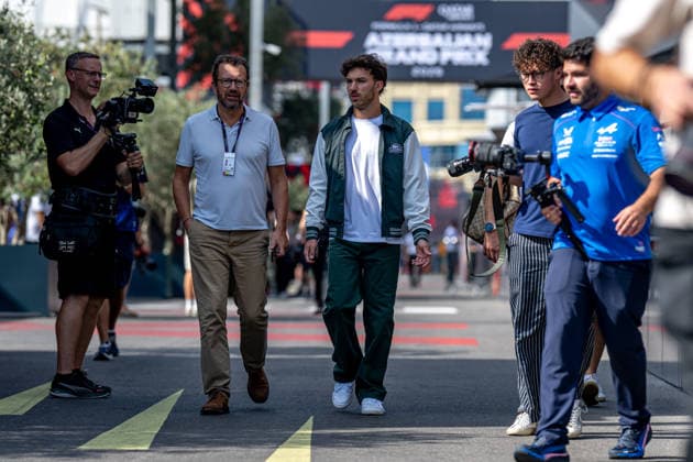 BAKU, AZERBAIJAN: Pierre Gasly, racing for the Alpine team during the 2026 Formula 1 Azerbaijan Grand Prix at the Baku City Circuit in Baku, Azerbaijan