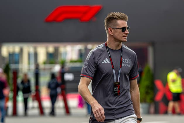 BAKU, AZERBAIJAN: Nico Hulkenberg, racing for the Audi F1 team during the 2026 Formula 1 Azerbaijan Grand Prix at the Baku City Circuit in Baku, Azerbaijan