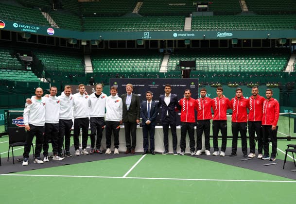 Davis Cup Draw Ceremony Germany vs. Croatia, L-R.Team Germany and Team Croatioa, Heristo Arena, Halle Westf., Germany, L-R.Team Germany and Team Croatia Tennis - Davis Cup 20026 - Davis Cup - Heristo Arena - Halle West - Northrhine Westphalia - Germany - 18 September 2026. Copyright: xJuergenxHasenkopfx