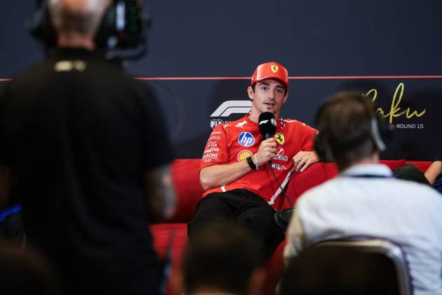 F1 - AZERBAIJAIN GRAND PRIX 2026 LECLERC Charles (mco), Scuderia Ferrari SF-26, portrait press conference, PK, Pressekonferenz during the 2026 Formula 1 Azerbaijan Grand Prix, 15th round of the 2026 Formula One World Championship, WM, Weltmeisterschaft from September 24 to 26, 2026 on the Baku City Circuit, in Baku, Azerbaijan - BakuAzerbaijan Copyright: xEricxAlonsox