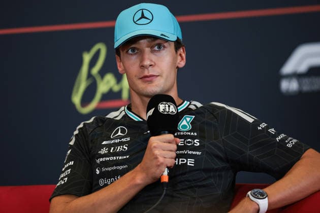 F1 - AZERBAIJAIN GRAND PRIX 2026 RUSSELL George (gbr), Mercedes AMG F1 Team W17, portrait press conference, PK, Pressekonferenz during the 2026 Formula 1 Azerbaijan Grand Prix, 15th round of the 2026 Formula One World Championship, WM, Weltmeisterschaft from September 24 to 26, 2026 on the Baku City Circuit, in Baku, Azerbaijan - BakuAzerbaijan Copyright: xEricxAlonsox