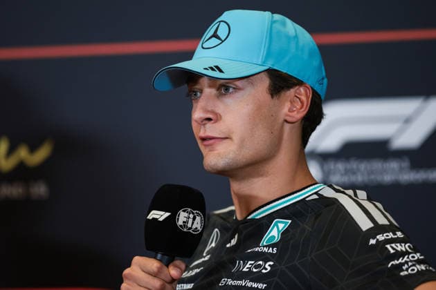 F1 - AZERBAIJAIN GRAND PRIX 2026 RUSSELL George (gbr), Mercedes AMG F1 Team W17, portrait press conference, PK, Pressekonferenz during the 2026 Formula 1 Azerbaijan Grand Prix, 15th round of the 2026 Formula One World Championship, WM, Weltmeisterschaft from September 24 to 26, 2026 on the Baku City Circuit, in Baku, Azerbaijan - BakuAzerbaijan Copyright: xEricxAlonsox