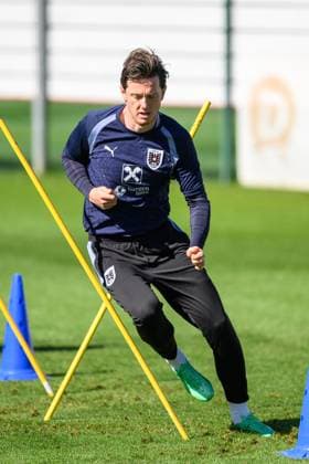 SOCCER - NL, AUT vs ISR WINDISCHGARSTEN,AUSTRIA,23.SEP.26 - SOCCER - UEFA Nations League, group stage, OEFB international match, Länderspiel, Nationalmannschaft Austria vs Israel, preview, training team AUT. Image shows Michael Gregoritsch (AUT).  GEPAxpictures xChristianxMoser