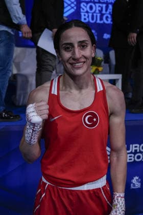 2026 European Boxing Championships SOFIA, BULGARIA - SEPTEMBER 23: Turkish boxer Gizem Ozer wins after competing against Barbora Maxova of the Czech Republic (not seen) during their women s 60kg bout at the 2026 European Boxing Championships held at Asics Arena in Sofia, Bulgaria on September 23, 2026. Osmancan Gurdogan Anadolu Sofia Bulgaria. Editorial use only. Please get in touch for any other usage.  Copyright: x2026xAnadoluxOsmancanxGurdoganx