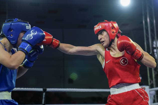 2026 European Boxing Championships SOFIA, BULGARIA - SEPTEMBER 23: Turkish boxer Gizem Ozer (red) competes against Barbora Maxova of the Czech Republic (blue) during their women s 60kg bout at the 2026 European Boxing Championships held at Asics Arena in Sofia, Bulgaria on September 23, 2026. Osmancan Gurdogan Anadolu Sofia Bulgaria. Editorial use only. Please get in touch for any other usage.  Copyright: x2026xAnadoluxOsmancanxGurdoganx