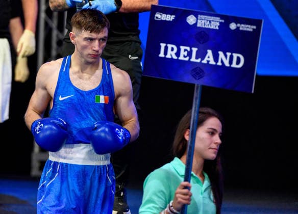 2026 European Boxing Elite Championships, Asics Arena Sports Hall, Sofia, Bulgaria 23 9 2026 Men s 60kg Quarter-Final Ireland™s Jude Gallagher on his way to the ring Jude Gallagher on his way to the ring 23 9 2026  Copyright: xx VD5_3982