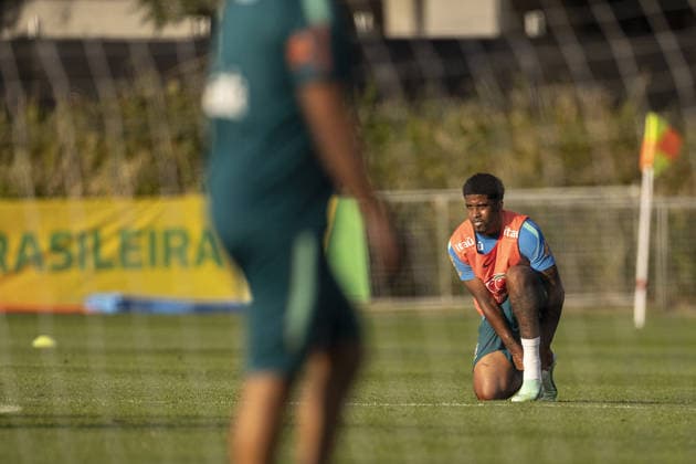BRISBANE, AUSTRALIA, SEPTEMBER 23: Andrey Santos of Brazil during a Brazilian national team, Nationalteam (Seleção Brasileira) training session at the Ballymore Stadium Annex in Brisbane, Australia. (Photo by Ricardo Noigueira Sports Press Photo) Copyright: xRicardoxNogueira SportsxPressxPhotox Sportspressphoto_SPR237575