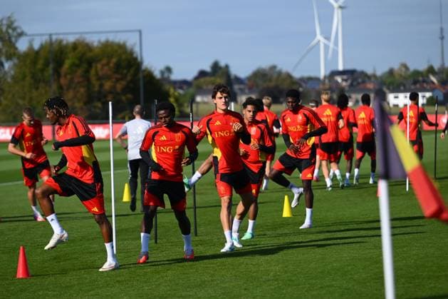 Belgium U21, U 21 Media Activities 23 09 2026 TUBIZE, BELGIUM - SEPTEMBER 23 : Players of Belgium pictured during a training session of the Belgium Under 21 on September 23, 2026 in Tubize, Belgium, 23 09 2026 Tubize Belgium  Copyright: xVincentxKalutx