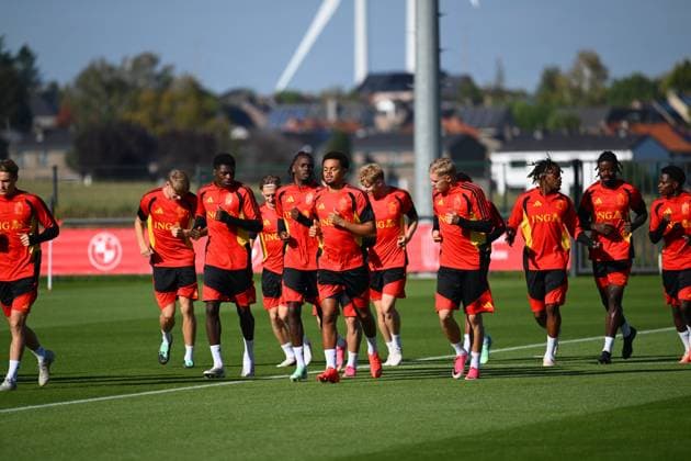 Belgium U21, U 21 Media Activities 23 09 2026 TUBIZE, BELGIUM - SEPTEMBER 23 : Players of Belgium U21 pictured during a training session of the Belgium Under 21 on September 23, 2026 in Tubize, Belgium, 23 09 2026 Tubize Belgium  Copyright: xVincentxKalutx