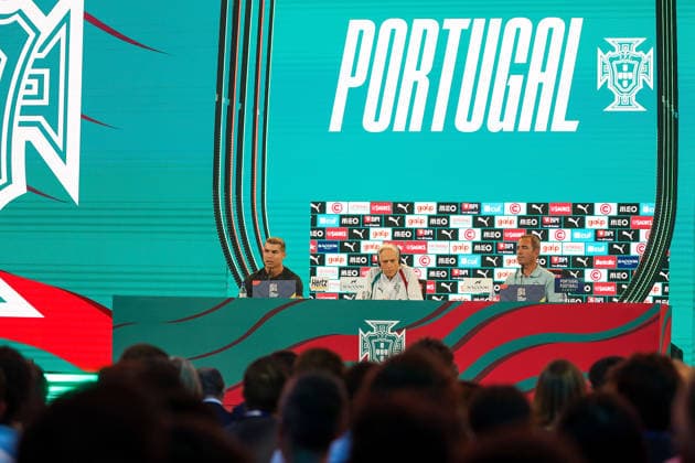 Lisbon, Portugal - September 23: Cristiano Ronaldo (Portugal) and Portugal s head coach Jorge Jesus (Portugal) during the press conference, PK, Pressekonferenz before the UEFA Nations League 2026 27 League Phase Matchday 1 match between Portugal and Wales at Estadio Jose Alvalade in Lisbon, Portugal Copyright: HMBxMedia JoaquimxFerreira