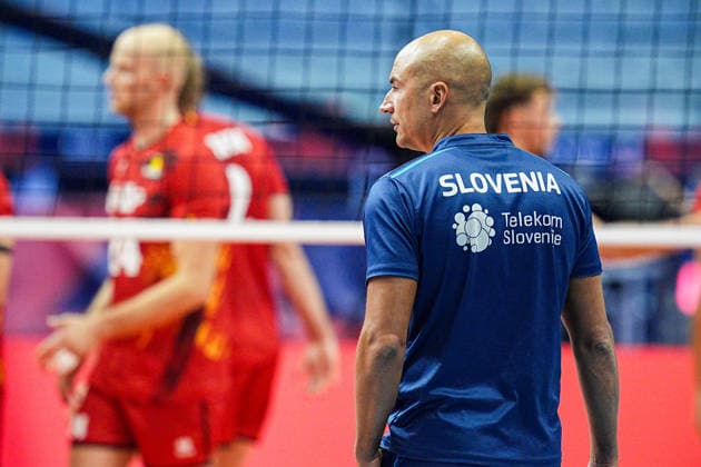Slovenia s head coach Fabio Soli during the quarter final match of the CEV Enel Eurovolley 2026, between Belgium and Slovenia, at the Palavela in Turin, north west Italy - Wednesday, September 23, 2026. .  Copyright: xMarcoxAlpozzi LaPressex