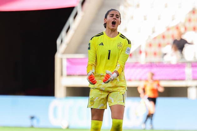 Lodz 23.09.2026. Women s U20 World Cup semifinal match between Italy and Spain in Lodz, Poland --- Mecz Mistrzostw Swiata U20 Kobiet pomiedzy Wlochy a Hiszpania w Lodzi, Polska Persons Shown : Laia LOPEZ, celebration, goal, radosc, bramka Fot. Mikolaj Barbanell Arena Akcji NEWSPIX.PL --- newspix.pl POLAND OUT! 