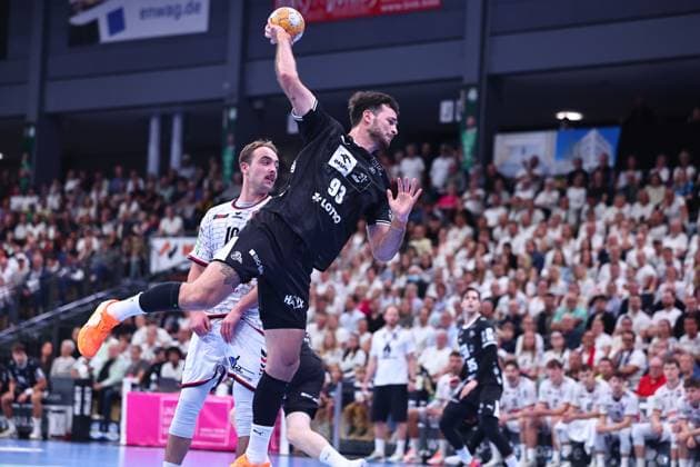 Torwurf von Veron Nacinovic (THW Kiel, 93) GER, TV Huettenberg vs THW Kiel, Handball, DHB-Pokal, 2. Runde, Spielzeit 2026 2027, 23.09.2026 GER, TV Huettenberg vs THW Kiel, Handball, DHB-Pokal, 2. Runde, Spielzeit 2026 2027, 23.09.2026 Wetzlar Copyright: xEibner-Pressefoto RenexWeissx EP_RWS