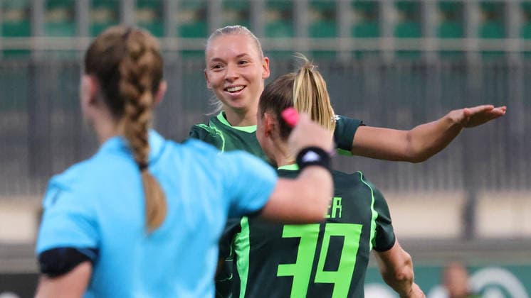 VfL vs. Graz, EL Quali Frauen, Wolfsburg, 23.09.2026, Fußball, Frauen, VfL Wolfsburg vs. SK Sturm Graz, UEFA Women s Europa Cup Qualifikation, 2. Runde, Saison 2026 2027: Ella Paddemors (VfL Wolfsburg) jubelt nach ihrem Tor zum 1:0 AOK Stadion Niedersachsen Deutschland