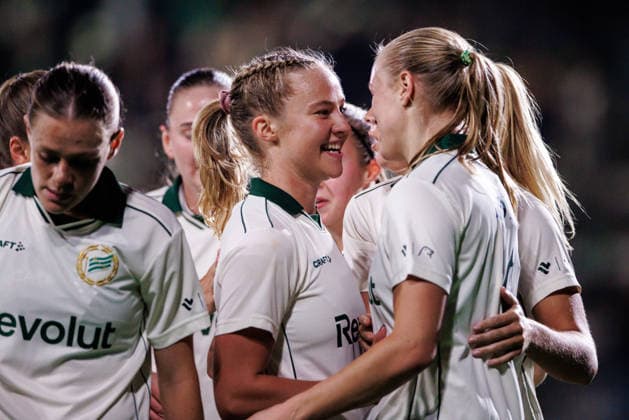 260923 Mathilde Janzen and Elin Sorum of Hammarby celebrate after 1-0 during the UEFA Women s Europa Cup football match between Hammarby and Rangers FC on September 23, 2026 in Stockholm. Photo: Kenta Jönsson BILDBYRAN COP 210 KJ0378 fotboll football soccer fotball europa cup hammarby rangers fc uefa womens europa cup dam bbeng jubel Copyright: KENTAxJÖNSSON BB260923KJ019