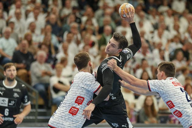 TV Hüttenberg - THW Kiel, DHB-Pokal Domen Makuc (THW Kiel, 35). DHB-Pokalspiel der 2. Runde zwischen dem TV Hüttenberg und dem THW Kiel am 23. September 2026 in der Buderus-Arena in Wetzlar., Wetzlar Hessen Deutschland Buderus-Arena