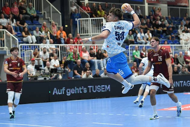 Handball DHB-Pokal Männer 2. Runde TuSEM Essen - 1. VfL Potsdam am 23.09.2026 im Sportpark Am Hallo in Essen Tomasso Romei ( Potsdam )
