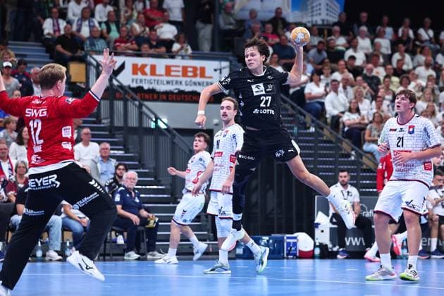 Torwurf von Vincent Faciejew (THW Kiel, 27) GER, TV Huettenberg vs THW Kiel, Handball, DHB-Pokal, 2. Runde, Spielzeit 2026 2027, 23.09.2026 GER, TV Huettenberg vs THW Kiel, Handball, DHB-Pokal, 2. Runde, Spielzeit 2026 2027, 23.09.2026 Wetzlar Copyright: xEibner-Pressefoto RenexWeissx EP_RWS