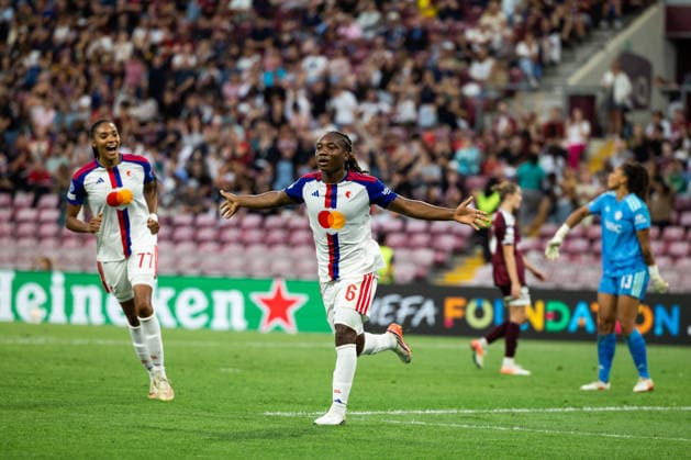 GENEVA, SWITZERLAND, SEPTEMBER 23 : Melchie Dumornay of OL Lyonnes celebrates after scoring her team s fourth goal during the UEFA Women s Champions League 2026 27 League Phase MD1 between Servette FC Chênois féminin and OL Lyonnes at Stade de Genève on September 23, 2026 in Geneva, Switzerland. Copyright: xPaulinexFIGUETx xSPPx Sportspressphoto_SPR237735