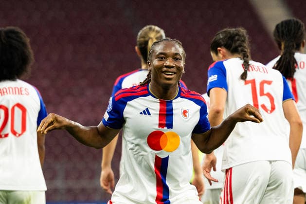 GENEVA, SWITZERLAND, SEPTEMBER 23 : Melchie Dumornay of OL Lyonnes celebrates after scoring her team s fourth goal during the UEFA Women s Champions League 2026 27 League Phase MD1 between Servette FC Chênois féminin and OL Lyonnes at Stade de Genève on September 23, 2026 in Geneva, Switzerland. Copyright: xPaulinexFIGUETx xSPPx Sportspressphoto_SPR237743