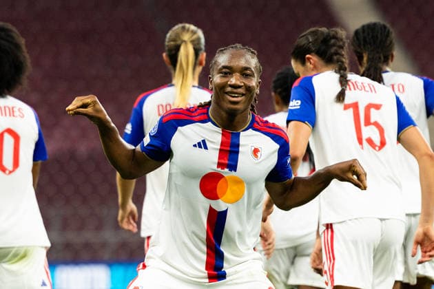 GENEVA, SWITZERLAND, SEPTEMBER 23 : Melchie Dumornay of OL Lyonnes celebrates after scoring her team s fourth goal during the UEFA Women s Champions League 2026 27 League Phase MD1 between Servette FC Chênois féminin and OL Lyonnes at Stade de Genève on September 23, 2026 in Geneva, Switzerland. Copyright: xPaulinexFIGUETx xSPPx Sportspressphoto_SPR237744