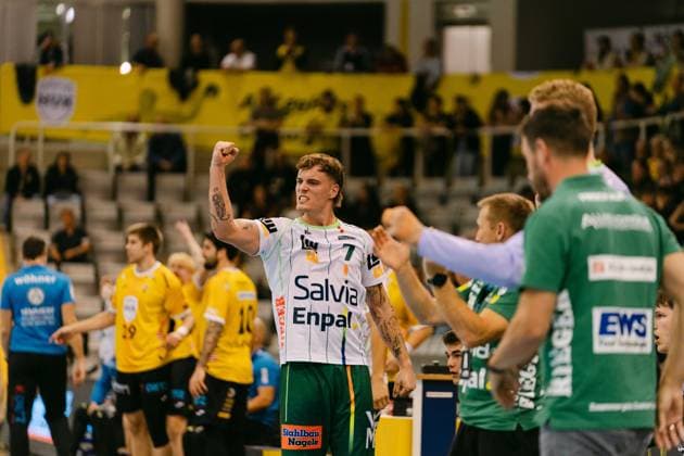 Victor Kloeve (FRISCH AUF Goeppingen) Handball, DHB-Pokal der Maenner, Saison 2026 2027, 2. Runde, HSC 2000 Coburg vs.FRISCH AUF Goeppingen, am 23.09.2026 in der HUK-COBURG arena in Coburg, Deutschland. Editorial use only. Handball, DHB-Pokal 2026 2027, HSC 2000 Coburg - FRISCH AUF Goeppingen Coburg Copyright: xEibner-Pressefotox EP_