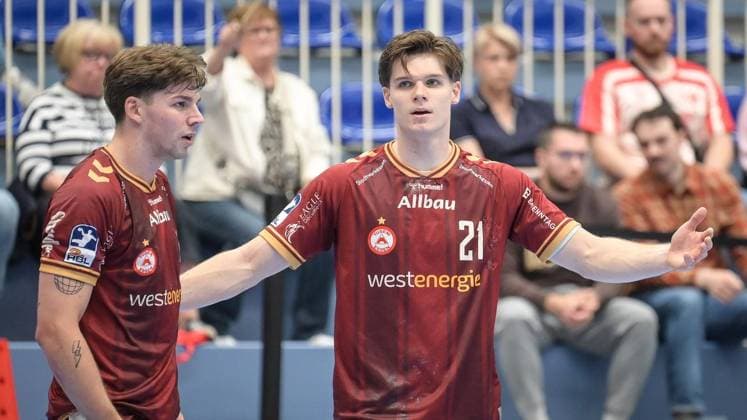 Essen: Tusem Essen - 1. VfL Potsdam ** NUR FÜR REDAKTIONELLE ZWECKE ** EDITORIAL USE ONLY **<p>Felix Eißing (21, TuSEM Essen) im Spiel Tusem Essen (rot) gegen 1. VfL Potsdam (weiss) am Mittwoch, den 23. September 2026, in der Sporthalle Am Hallo in Essen. Deutschland NRW Essen Copyright: UwexErnst