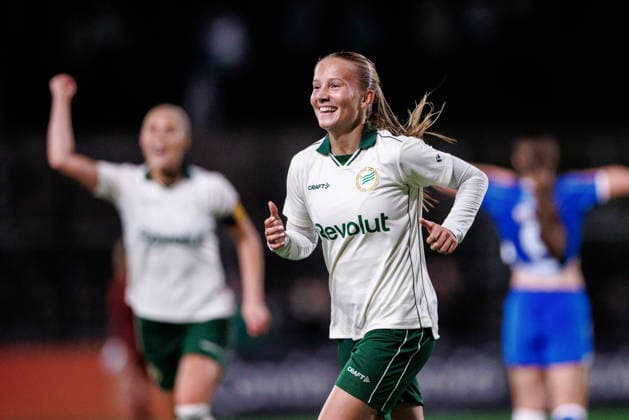 260923 Fanny Peterson of Hammarby celebrates after scoring 2-0 during the UEFA Women s Europa Cup football match between Hammarby and Rangers FC on September 23, 2026 in Stockholm. Photo: Kenta Jönsson BILDBYRAN COP 210 KJ0378 fotboll football soccer fotball europa cup hammarby rangers fc uefa womens europa cup dam bbeng jubel Copyright: KENTAxJÖNSSON BB260923KJ038