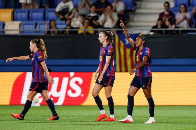 September 23, 2026, Sant Joan Despi, Barcelona, SPAIN: Kerolin Nicoli of FC Barcelona, Barca celebrates a goal during the UEFA WomenÃ¢â‚¬â ¢s Champions League 2026 27 League Phase MD1, football match played between FC Barcelona and Paris FC at Johan Cruyff Stadium on September 23, 2026 in Sant Joan Despi, Spain. Sant Joan Despi SPAIN - ZUMAa181 20260923_zaa_a181_058 Copyright: xJavierxBorregox