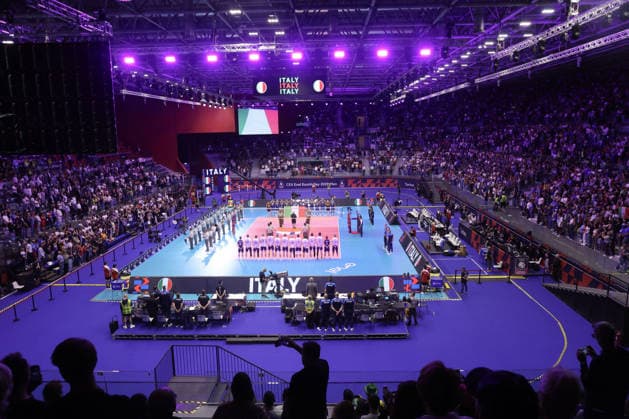 IPA88885635 - National anthems during the quarterfinal match of the CEV Enel EuroVolley 2026 between Belgium and Slovenia at PalaVela, Turin, Italy, on September 23, 2026, during the CEV EuroVolley 2026 - Quarterfinal - Italy vs. Finland, CEV EuroVolley Men s match in Turin, Italy, September 23, 2026  Copyright: xValerioxOrigo IPAxSportx xx IPA88885635