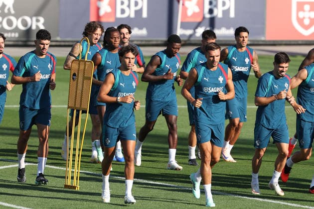 Lisbon, Portugal - September 23: Joao Felix (Portugal), Joao Palhinha (Portugal) during the Training Team Portugal before the UEFA Nations League 2026 27 League Phase Matchday 1 match between Portugal and Wales at Estadio Jose Alvalade in Lisbon, Portugal Copyright: HMBxMedia JoaquimxFerreira